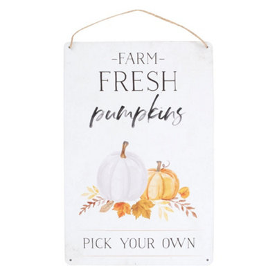 Something Different Farm Fresh Pumpkins Metal Plaque White/black/orange (One Size) from B&Q