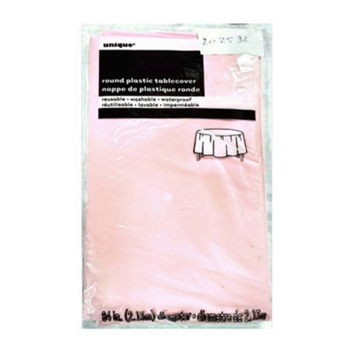 Unique Party Round Plastic Plain Tablecover Pastel Pink (One Size) from B&Q