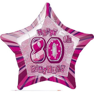 Unique Party Glitz 80Th Foil Balloon Pink (One Size) from B&Q