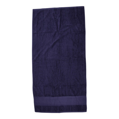 Towel City Bordered Printable Bath Towel Navy (One Size) from B&Q