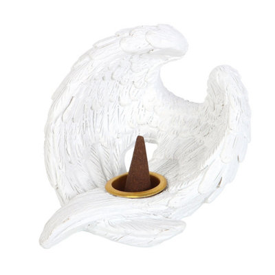  - Something Different Resin Angel Wings Incense Cone Holder White (One Size)