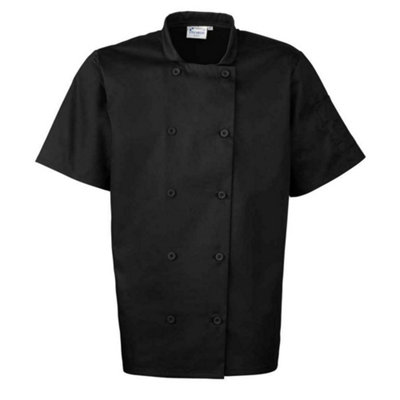 Premier Men's Black Short-Sleeved Chef Jacket In | Size: 2XL - Image 4