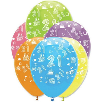 Creative Party Latex 21St Birthday Balloon (Pack Of 6) Multicoloured (One Size) from B&Q