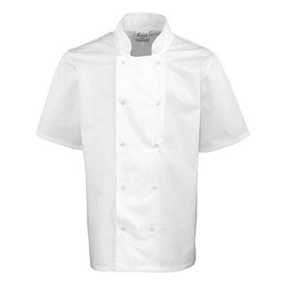  - Premier Unisex Adult Stud Front Short-Sleeved Chef Jacket