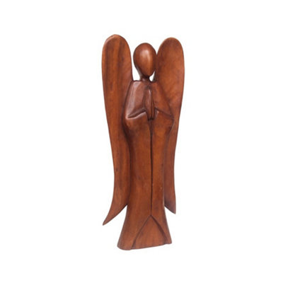 Something Different Angel Acacia Wood Statue Natural (One Size) from B&Q