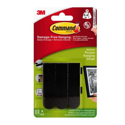 Command Picture Hanging Strips (Pack Of 4) Black (One Size) from B&Q