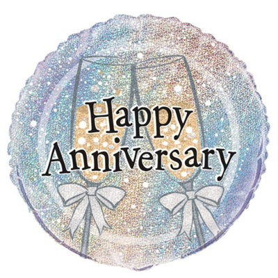 Unique Party Happy Anniversary Prism Foil Balloon Multicoloured (One Size) from B&Q