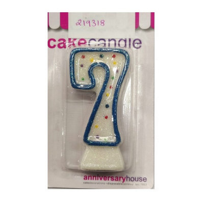 Anniversary House Polka Dot 7Th Birthday Candle Blue (One Size) from B&Q