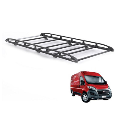 B&Q - Fiat Ducato Roof Rack For 2006+ (L2H2)  Aluminium Kammrack Black Only For L2 Wheelbase With H2 Roof