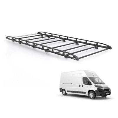 B&Q - Fiat Ducato Roof Rack For 2006+ (L3H3)  Aluminium Kammrack Black Only For L3 Wheelbase With H3 Roof