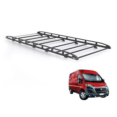 B&Q - Fiat Ducato Roof Rack For 2006+ (L4H2)  Aluminium Kammrack Black Only For L4 Wheelbase With H2 Roof