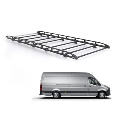 B&Q - Mercedes Sprinter Roof Rack For 2018+ (L3H2)  Kammrack (Black) Only For L3 Wheelbase And H2 Roof Models