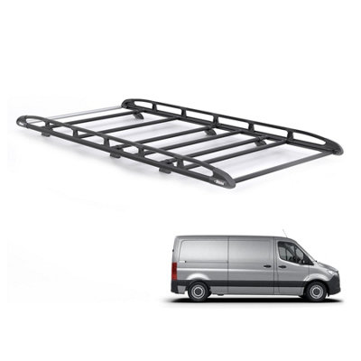 B&Q - Mercedes Sprinter Roof Rack For 2018+ (L2H1)  Kammrack (Black) Only For L2 Wheelbase And H1 Roof Models