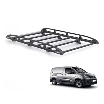B&Q - Peugeot Partner Roof Rack For 2018+ Long (L2)  Kammrack (Black) Only For Long (L2) Wheelbase With Barn Doors