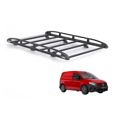 B&Q -  Black Roof Rack For Mercedes Citan (2022+) VanHeavy Duty Kammrack Black With Integrated Ladder Roller (B687)