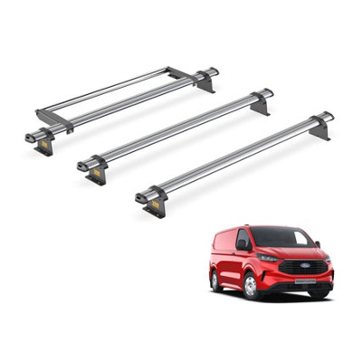 B&Q -  Ford Transit Custom (2024+) Roof Rack 3 Steel Roof Bars & RollerUlti Bar TradeSb348-3-L2/vgr-09