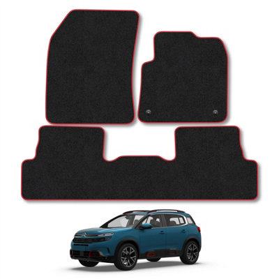 Car Mat Co Citroen C5 Aircross 2019+ Car Mats Red Trim Carpet Tailored  Easy Clean Clips from B&Q