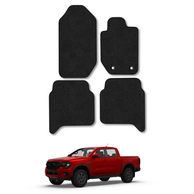 Car Mat Co Ford Ranger 2012-2022 Double Cab Van Floor Mats Tailored Fit Carpet 4Pcs Black from B&Q
