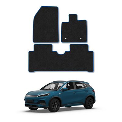Car Mat Co Byd Atto 3 (2022+) Car Mats Blue Trim Carpet Tailored Fit Easy Clean With Clips from B&Q