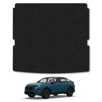 B&Q -  (Lower Floor) Peugeot E3008 (2024+) Boot Liner Tailored Accessory Protector Anti-Slip Durable Pet Friendly Carpet Black Trim