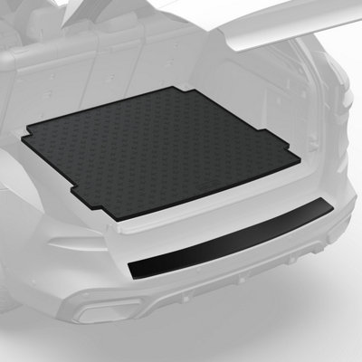 B&Q -  Skoda Kamiq (2019+) Boot Liner And Protector Bundle Tailored Fit Bumper Protector Boot Mat Waterproof Scratch Resistant