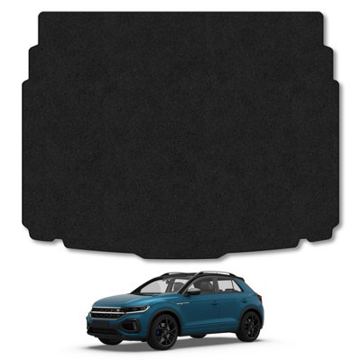 B&Q -  Vw T-Roc (2017+) (Lower Boot Position) Boot Liner Tailored Accessory Protector Anti-Slip Durable Pet Friendly Carpet Black Trim
