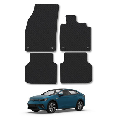 Vw Id.4 (2021+) Auto 5mm Thick Rubber Car Mats Heavy-Duty Tailored Fit Easy-Clean With Clips Custom Fit By Car Mat Co from B&Q
