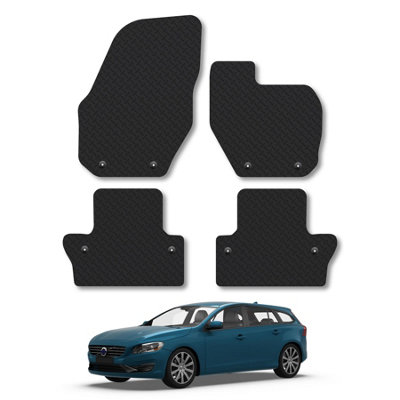 Volvo V60 Manual (2011-2018) 5mm Thick Rubber Boot Liner Mat Heavy-Duty Tailored Fit Easy-Clean Custom Fit By Car Mat Co from B&Q