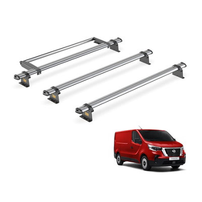 B&Q -  Nissan Primastar (2022+) Roof Rack 3 Steel Roof Bars & Rear Ladder RollerUltibar TradeSb315-3/vgr-30