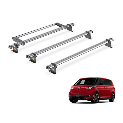B&Q -  Vw Id Buzz (2022+) Roof Rack 3 Steel Roof Bars & Rear Ladder RollerUltibar TradeSb347-3/vgr-15