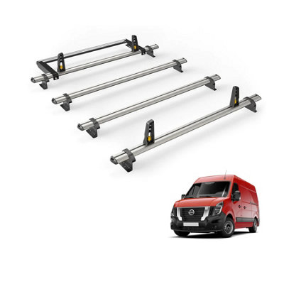 B&Q -  Nissan Interstar (2022+) Roof Rack 4 Aluminium Roof BarsRear Ladder Roller With Loadstops Ultibar Plus Vg286-4/vgr-03