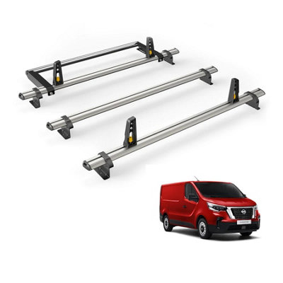 B&Q -  Nissan Primastar (2022+) Roof Rack 3 Aluminium Roof BarsRear Ladder Roller With Loadstops Ultibar Plus Vg315-3/vgr-01
