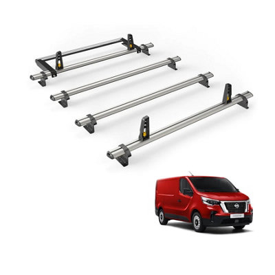 B&Q -  Nissan Primastar (2022+) Roof Rack 4 Aluminium Roof BarsRear Ladder Roller With Loadstops Ultibar Plus Vg315-4/vgr-01