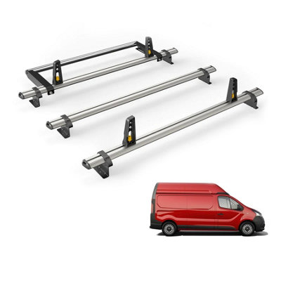 B&Q -  Nissan Primastar (2022+) Roof Rack 3 Aluminium Roof BarsRear Ladder Roller With Loadstops Ultibar Plus Vg211-3/vgr-03