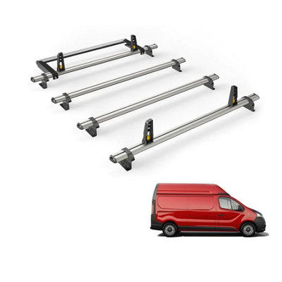 B&Q -  Nissan Primastar (2022+) Roof Rack 4 Aluminium Roof BarsRear Ladder Roller With Loadstops Ultibar Plus Vg211-4/vgr-03