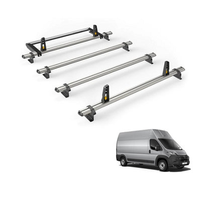 B&Q -  Peugeot Boxer (2006+) Roof Rack 4 Aluminium Roof BarsRear Ladder Roller With LoadstopsUltibar PlusVg245-4/vgr-20