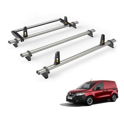 B&Q -  Renault Kangoo (2021+) Roof Rack 3 Aluminium Roof BarsRear Ladder Roller With Loadstops Ultibar Plus Vg344-3/vgr-04