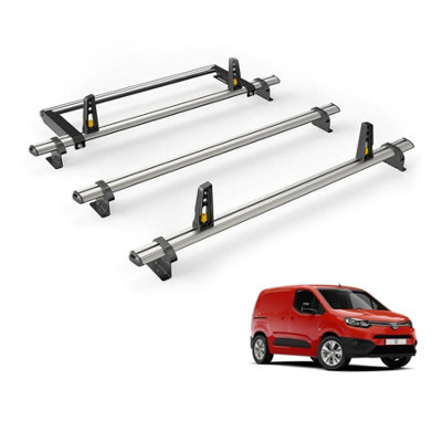 B&Q -  Toyota Proace City 2020+ Roof Rack 3 Aluminium Roof Bars Rear Ladder Roller With Loadstops Ultibar Plus Vg338-3/vgr-03