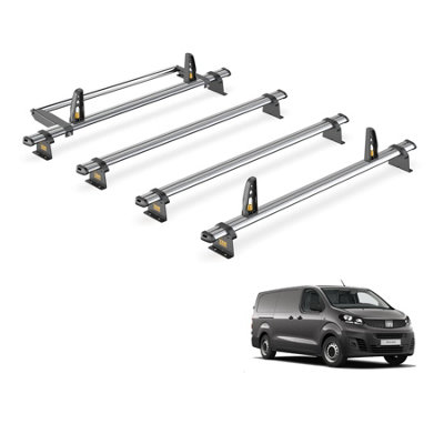 B&Q -  Fiat Scudo (2022+) Roof Rack 4 Steel Roof BarsRear Ladder Roller With LoadstopsUltibar TradeVg335-4/vgr-09