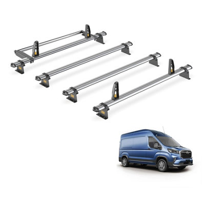 B&Q - Maxus Deliver 9 Roof Rack For (2020+) 4X Roof BarsRollerLoadstopsVan Guard