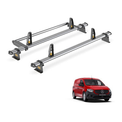 B&Q -  Mercedes Citan (2022+) Roof Rack 2 Steel Roof BarsRear Ladder Roller With LoadstopsUltibar TradeVg344-2/vgr-04