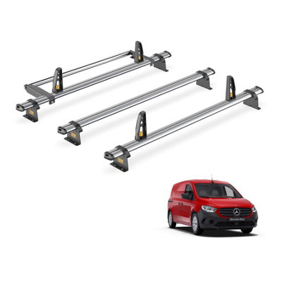 B&Q -  Mercedes Citan (2022+) Roof Rack 3 Steel Roof BarsRear Ladder Roller With LoadstopsUltibar TradeVg344-3/vgr-04