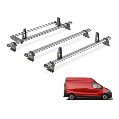 B&Q -  Nissan Primastar (2022+) Roof Rack 3 Steel Roof BarsRear Ladder Roller With LoadstopsUltibar TradeVg211-3/vgr-03