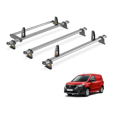 B&Q -  Nissan Townstar (2022+) Roof Rack 3 Steel Roof BarsRear Ladder Roller With LoadstopsUltibar TradeVg344-3/vgr-04