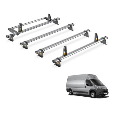 B&Q -  Peugeot Boxer (2006+) Roof Rack 4 Steel Roof BarsRear Ladder Roller With LoadstopsUltibar TradeVg245-4/vgr-20