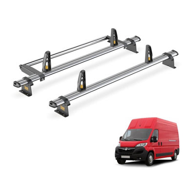 B&Q -  Vauxhall Movano (2022+) Roof Rack 2 Steel Roof BarsRear Ladder Roller With LoadstopsUltibar TradeVg245-2/vgr-20