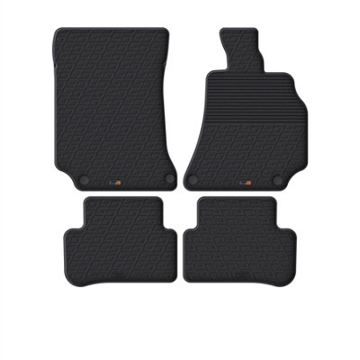 B&Q -  Mercedes E-Class (2013-2016) Rubber Car Mats Waterproof Raised Edge Tailored Heavy-Duty Accessories With Clips Easy Clean
