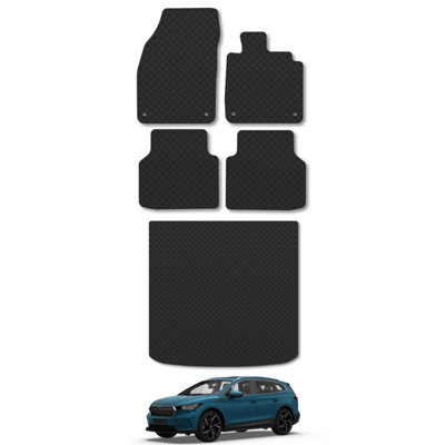 Skoda Enyaq Iv (2021+) Boot Liner Mat Tailored Fit Blue Trim Carpet Protection Car Accessory Custom Fit By Car Mat Co from B&Q