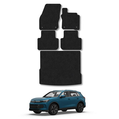 B&Q -  Vw Tiguan (2024+) (Upper Boot) Boot Liner Tailored Accessory Protector Anti-Slip Durable Pet Friendly Carpet Black Trim
