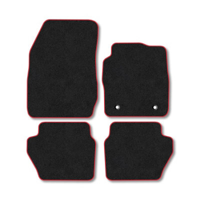Car Mat Co Ford Fiesta (2008-2011) (Mk6) Premium Car Mats Tufted-Pile Carpet Red Trim Tailored Fit Car Accessories Durable Set from B&Q